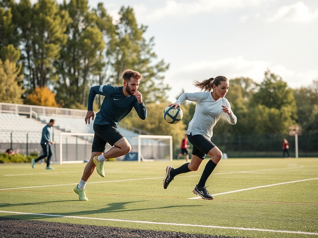 Grupa osób ćwiczących nordic walking na trasie w Bydgoszczy wśród zieleni wiosny