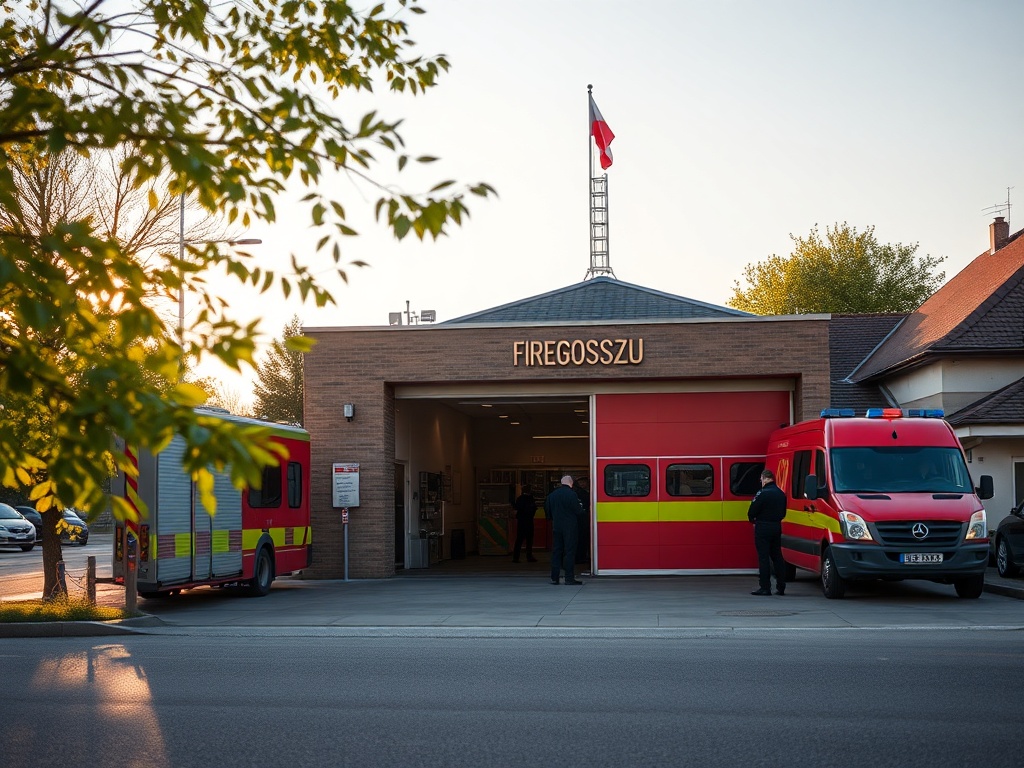 Ilustracja przedstawiająca budynek mieszkalny, nawiązująca do tragedii w Bydgoszczy związanej ze śmiercią czterolatka po upadku z 5. piętra.