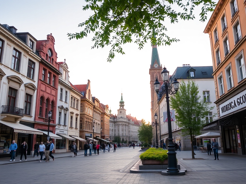 Panorama Bydgoszczy z widocznym nabrzeżem i nowoczesną architekturą, symbolizująca rozwój turystyki w mieście