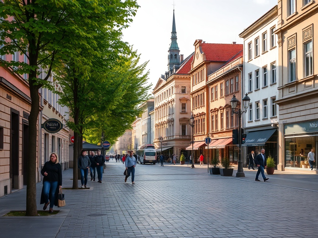 Ilustracja przedstawiająca połączenie elementów kulturalnych (scena festiwalowa) i medycznych (symbol zdrowia) dla Bydgoszczy, nawiązująca do City Life Festival i Centrum Stomatologii.
